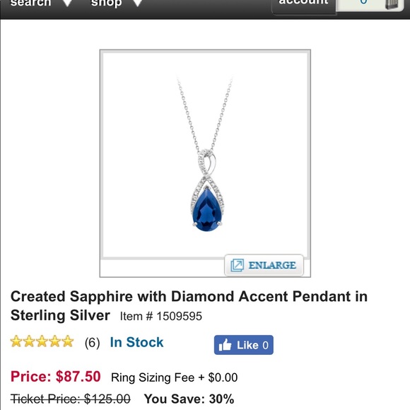 NIB! Sapphire Necklace/pendant Fred Meyer Jewelers - Picture 2 of 4