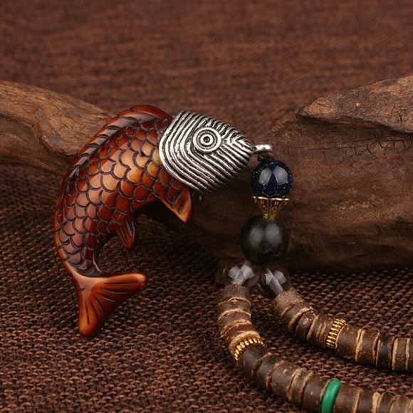 Jewelry - Vintage Sandalwood Fish Necklace