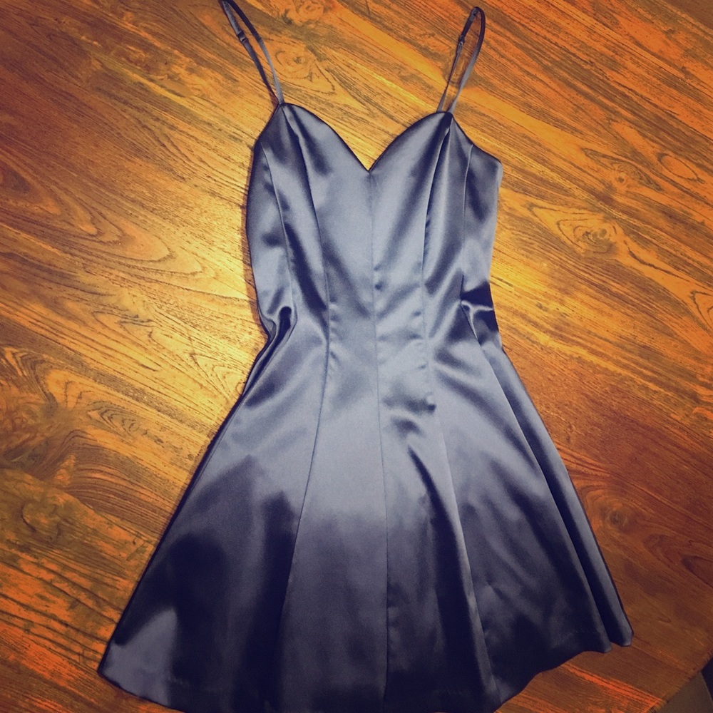 Blue Satin Cocktail Dress