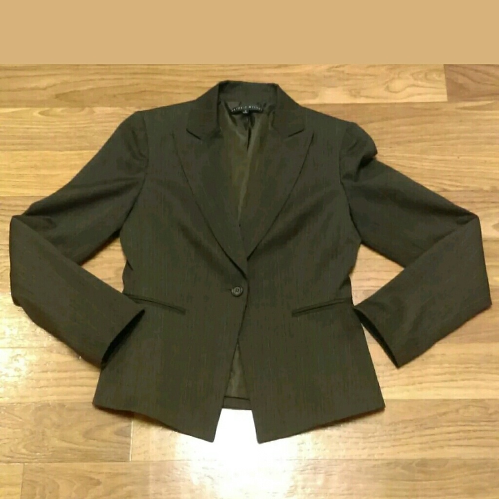 ANTONIO MELANI Brown Pinstripe Blazer Jacket  4