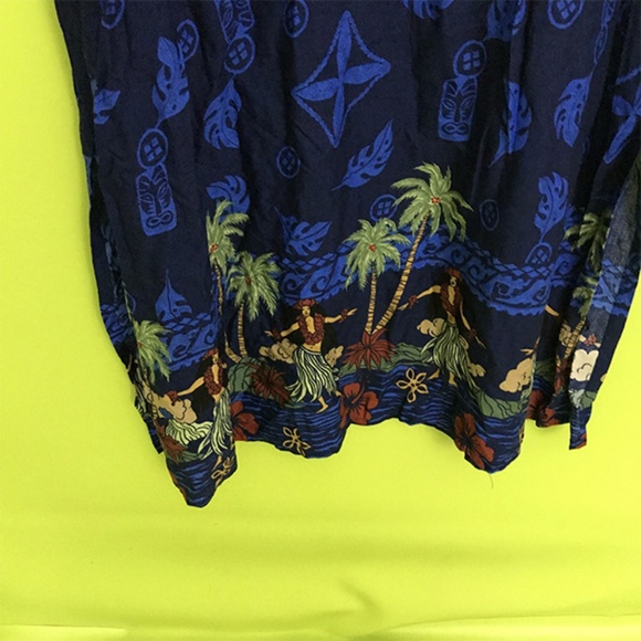 Women's Hawaiian Luau Hibiscus Blue Maxi Sweetheart Dress