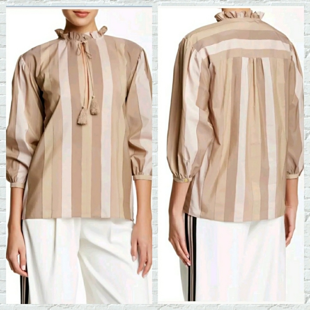 Sale Rachel Zoe Striped Tassle Tie Blouse