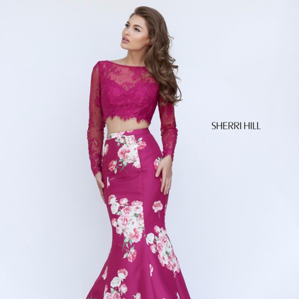 Authentic NEW Sherri Hill 50488 Magenta Prom Gown