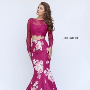 Authentic NEW Sherri Hill 50488 Magenta Prom Gown