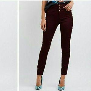 High Waisted Burgundy Denim
