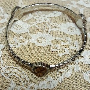 Silver bracelet with multi color stones