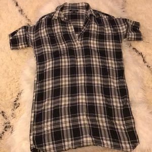 Madewell Black and White Plaid Shirt dress