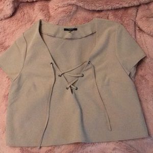 Tan Criss Crossed Crop Top