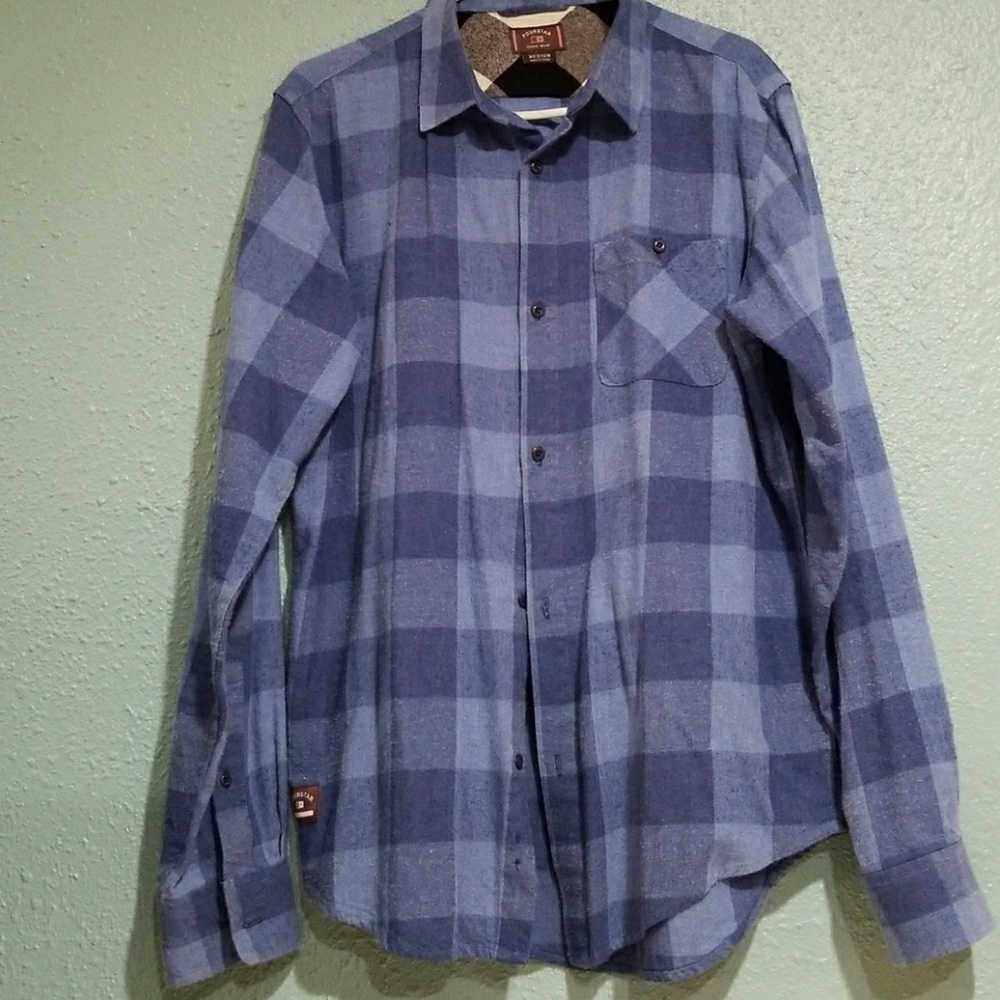 FourStar Ishod Wait Blue Plaid Flannel Size Medium