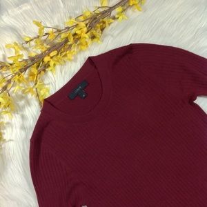 J.CREW | burgundy ribbed detail long sleeve top