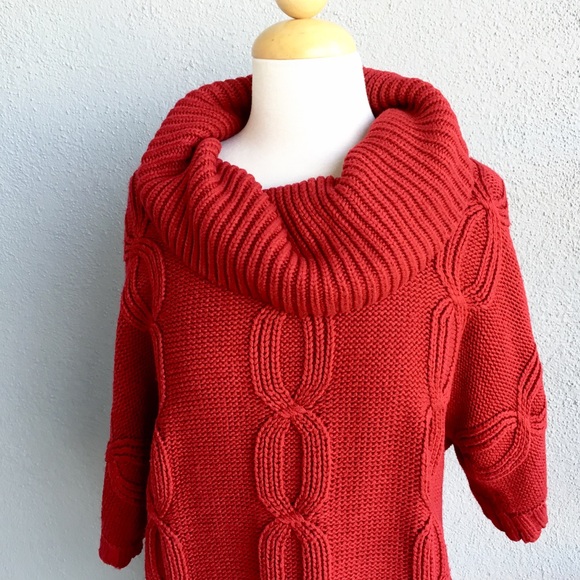 ANA A New Approach Red Sweater Tunic Size L - Picture 2 of 6
