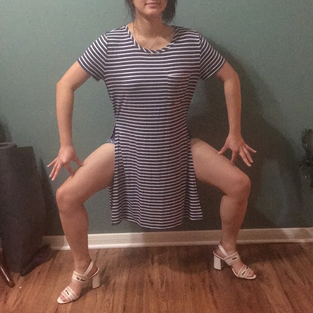 Cut stripped long shirt