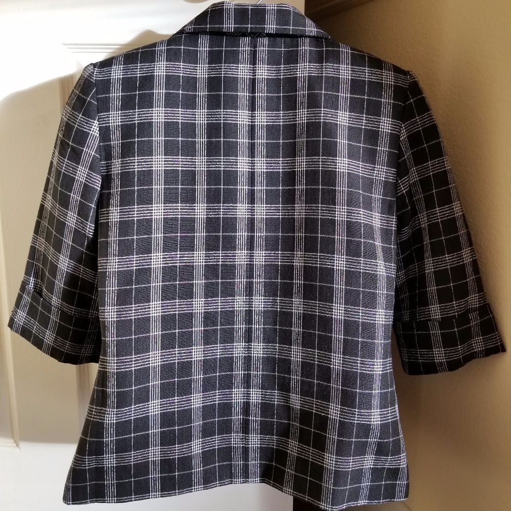 Vintage Black & White Plaid Grunge Blazer- Small