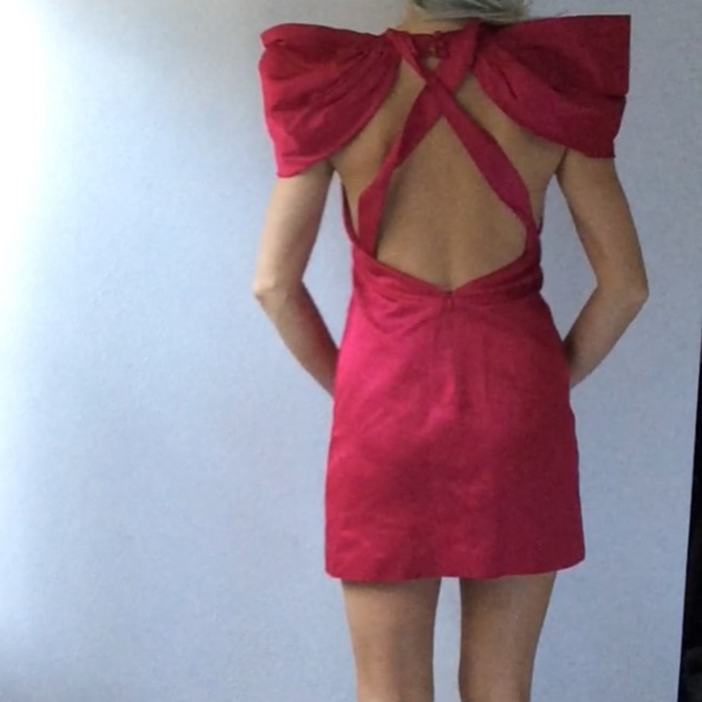 katharine Kidd MAGENTA pink intermix puff shoulder  dress 2