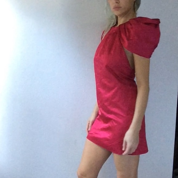 katharine Kidd MAGENTA pink intermix puff shoulder  dress 2 - Picture 3 of 6