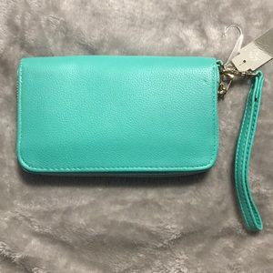 Turquoise wristlet wallet