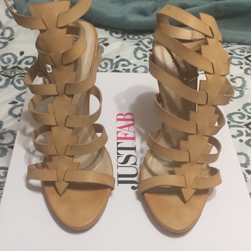 Tan strappy heels