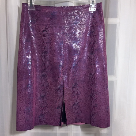 BEBE Sexy Snakeskin Print Purple Leather Skirt - Picture 1 of 6