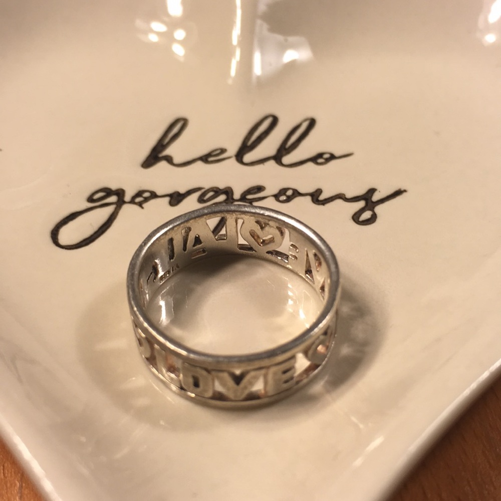 Silver “Live, Laugh, Love” ring