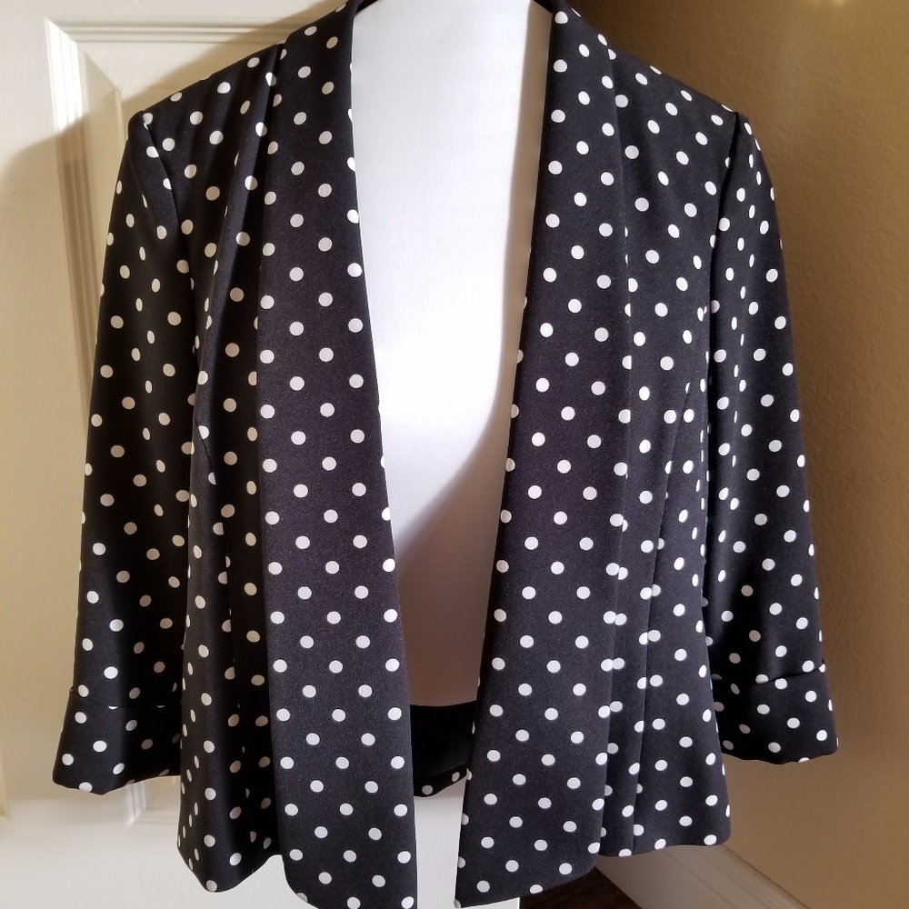 NEW Black & White Polka Dot Shawl Blazer- Sz 4P
