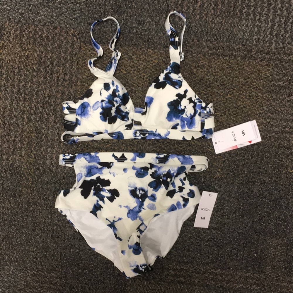 RVCA- liquid rose floral swimsuit