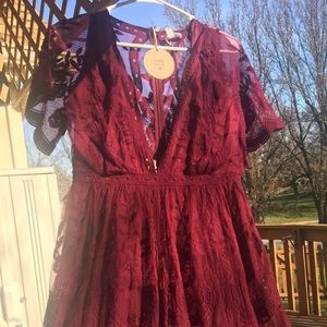 Wine colored lace dress