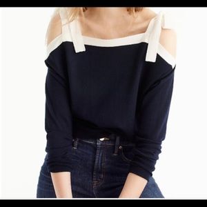 j.crew moreno wool navy cold sholder sweater
