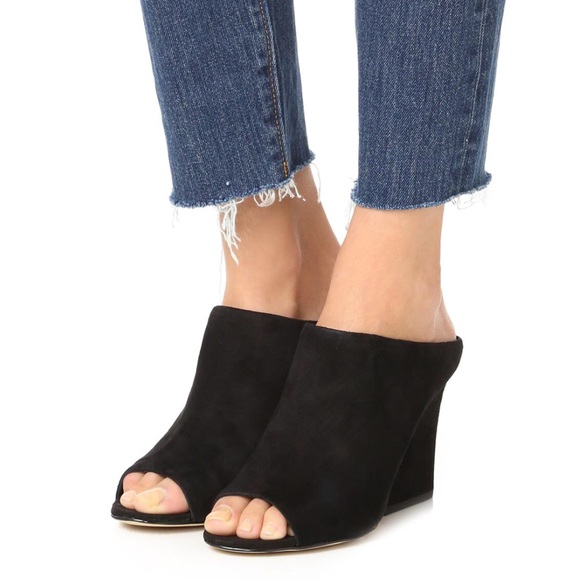 black wedge mule sandals