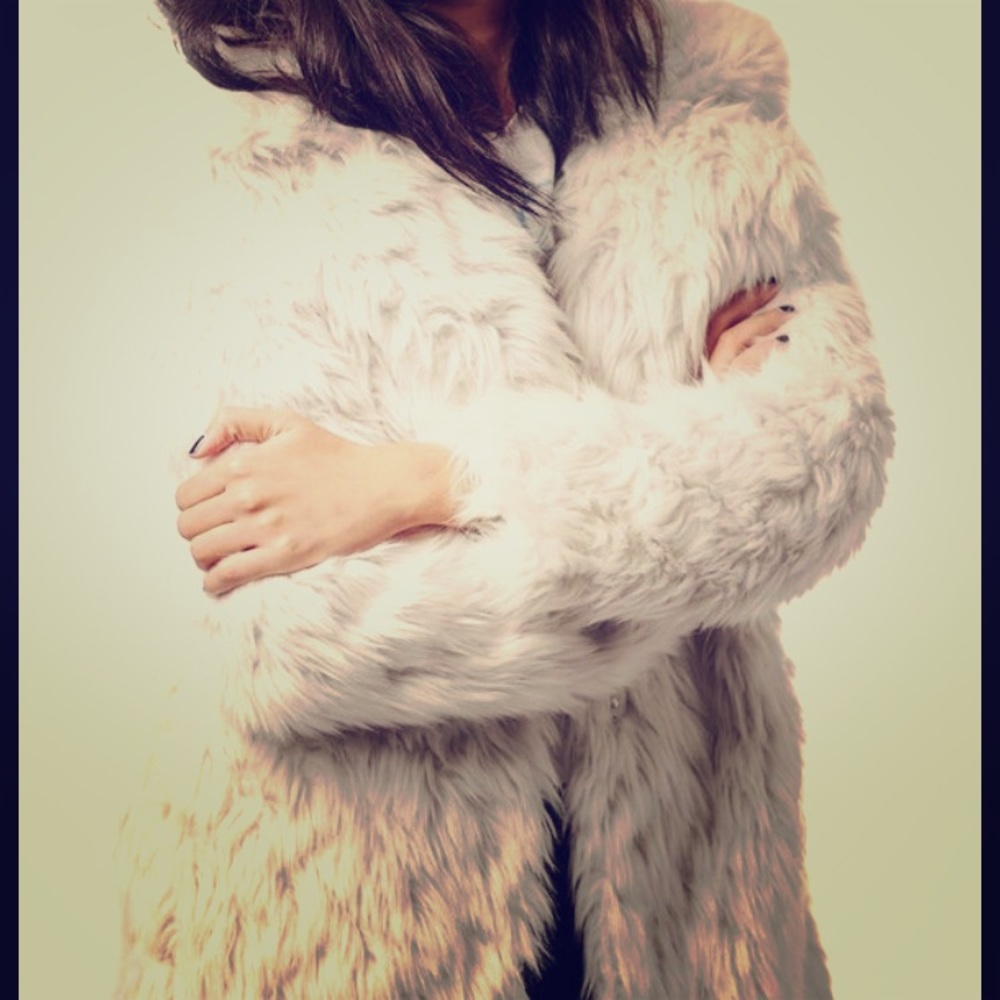 Top shop faux fur white coat