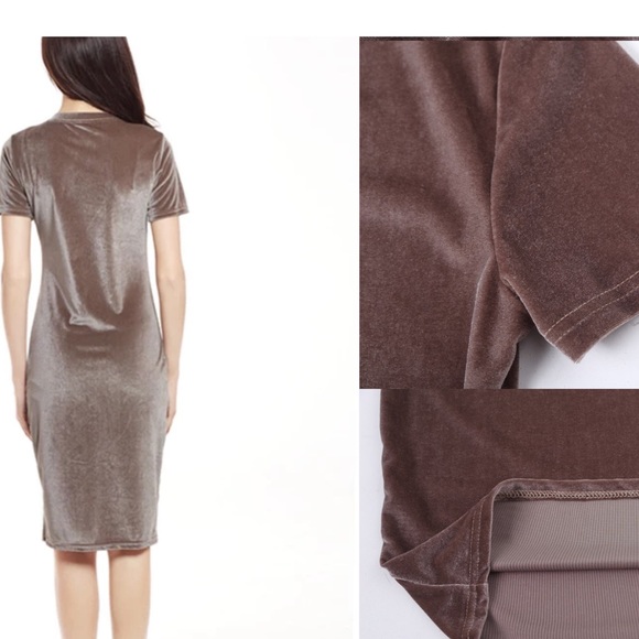 TAN VELVET DRESS - Picture 2 of 5