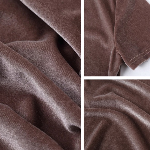 TAN VELVET DRESS - Picture 3 of 5