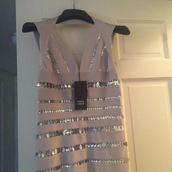 HERVE LEGER BANDAGE HALTER DRESS - Picture 5 of 6