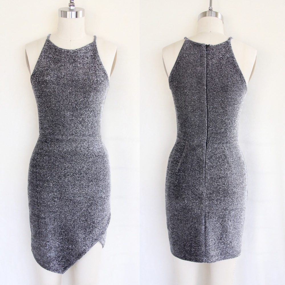 Topshop Silver Lurex Bodycon Wrap Dress - Picture 3 of 4