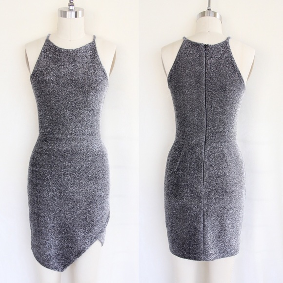 Topshop Silver Lurex Bodycon Wrap Dress