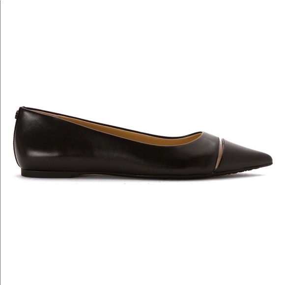 Black Leather Pointy Flats - Picture 3 of 6