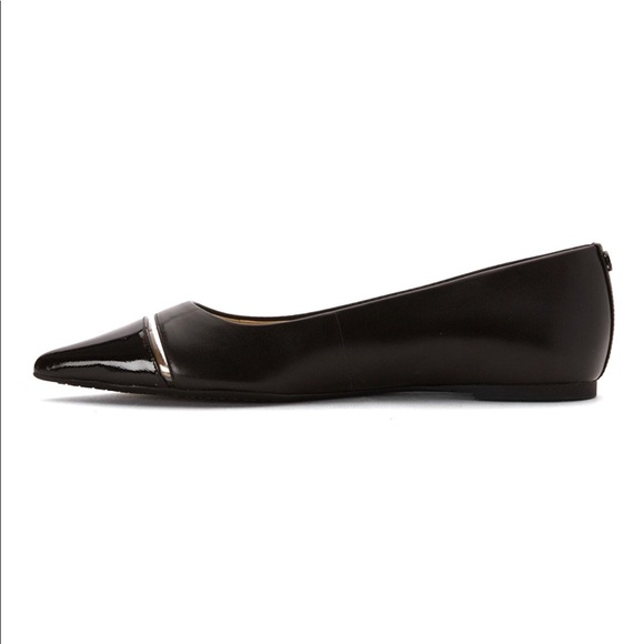 Black Leather Pointy Flats - Picture 4 of 6