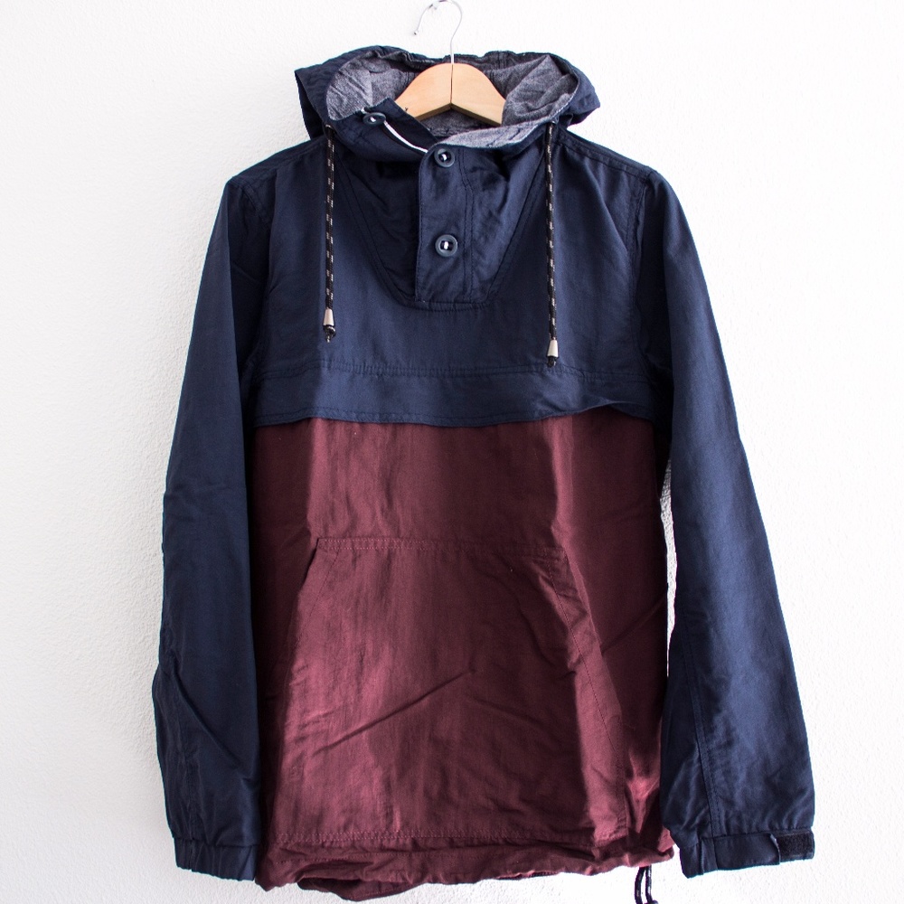 Colorblock Hooded Pullover with Hidden Zip Pocket