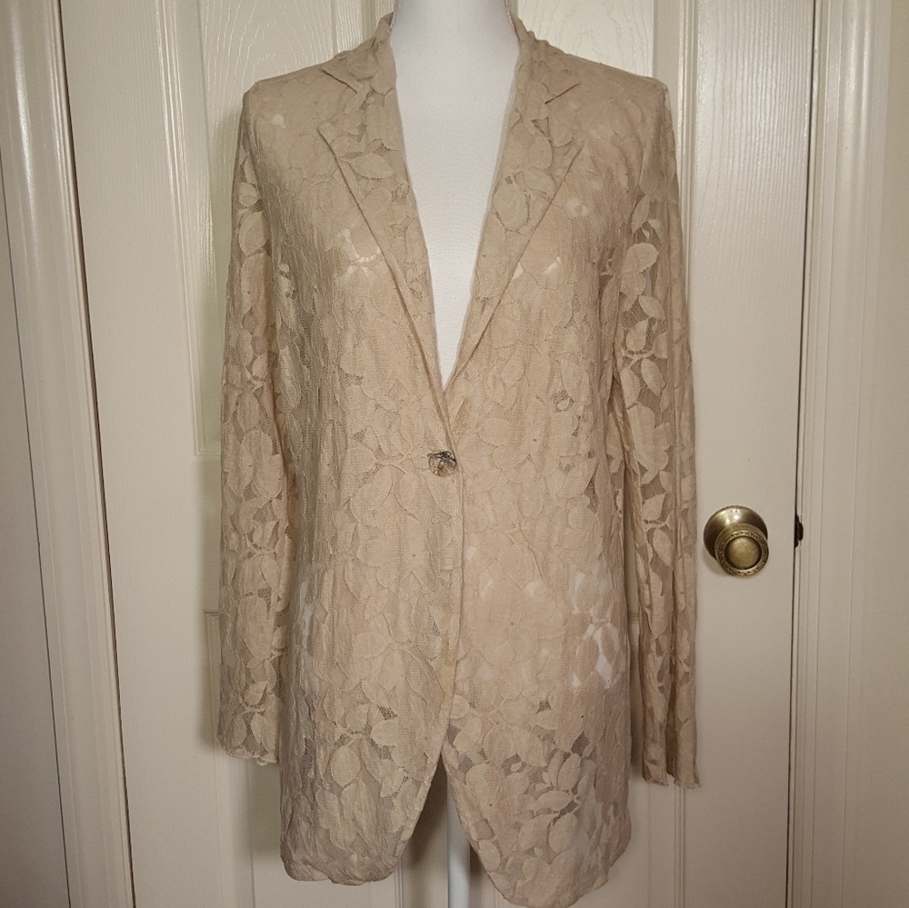 Anthro Le Phare de la Baleine Cream Lace Jacket
