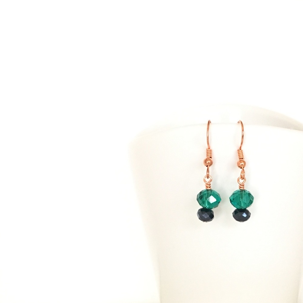 Teal & Hematite Crystal Dainty Earring Handmade
