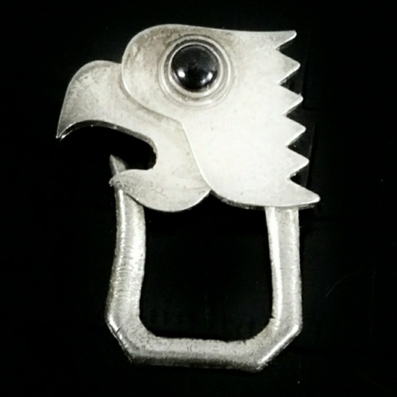 Vintage Accessories - Vintage/Antique Taxco Sterling/Onyx Eagle Key Fob
