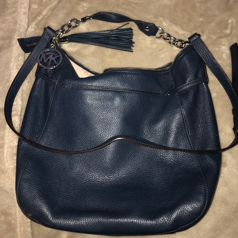 navy blue MK hobo bag