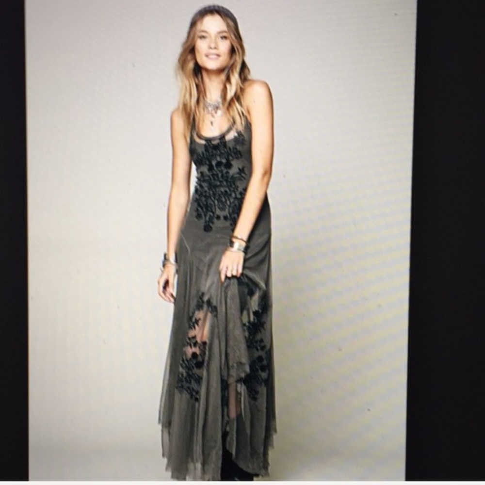 ISO Free People Darya Mesh Embroidered Maxi dress - Picture 2 of 3