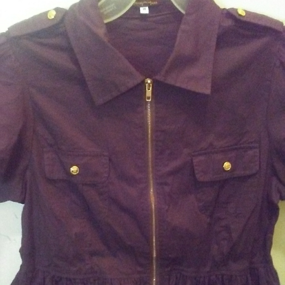 Short sleeve peplum shirt jacket
