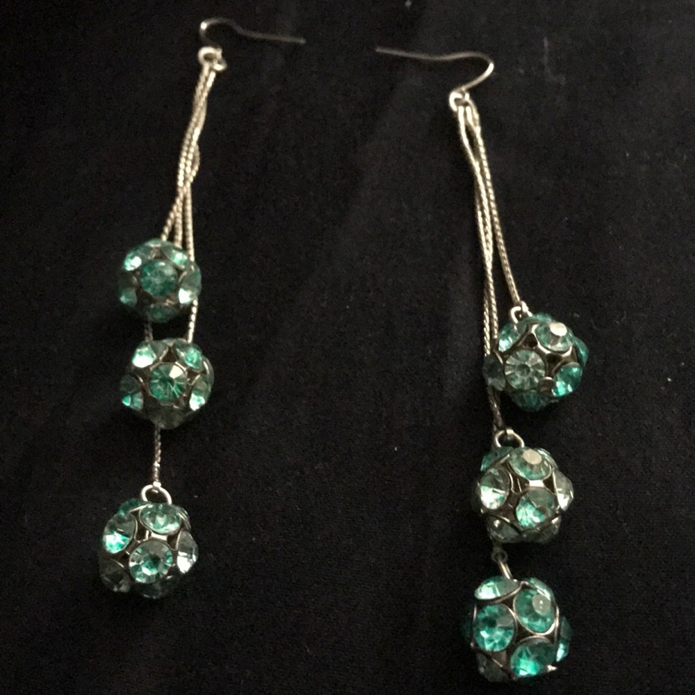 Teal dangling earrings