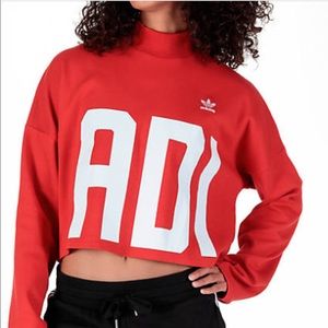 Red Adidas Cropped Sweatshirt