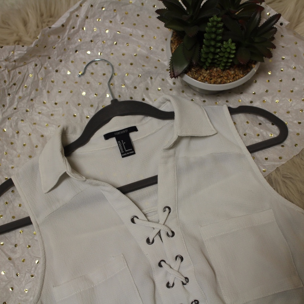 White Crepe Strappy Shirt