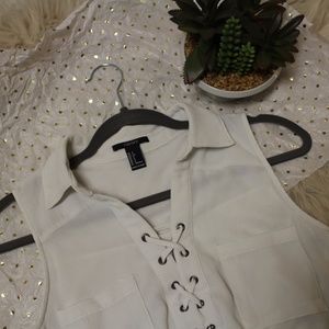 White Crepe Strappy Shirt