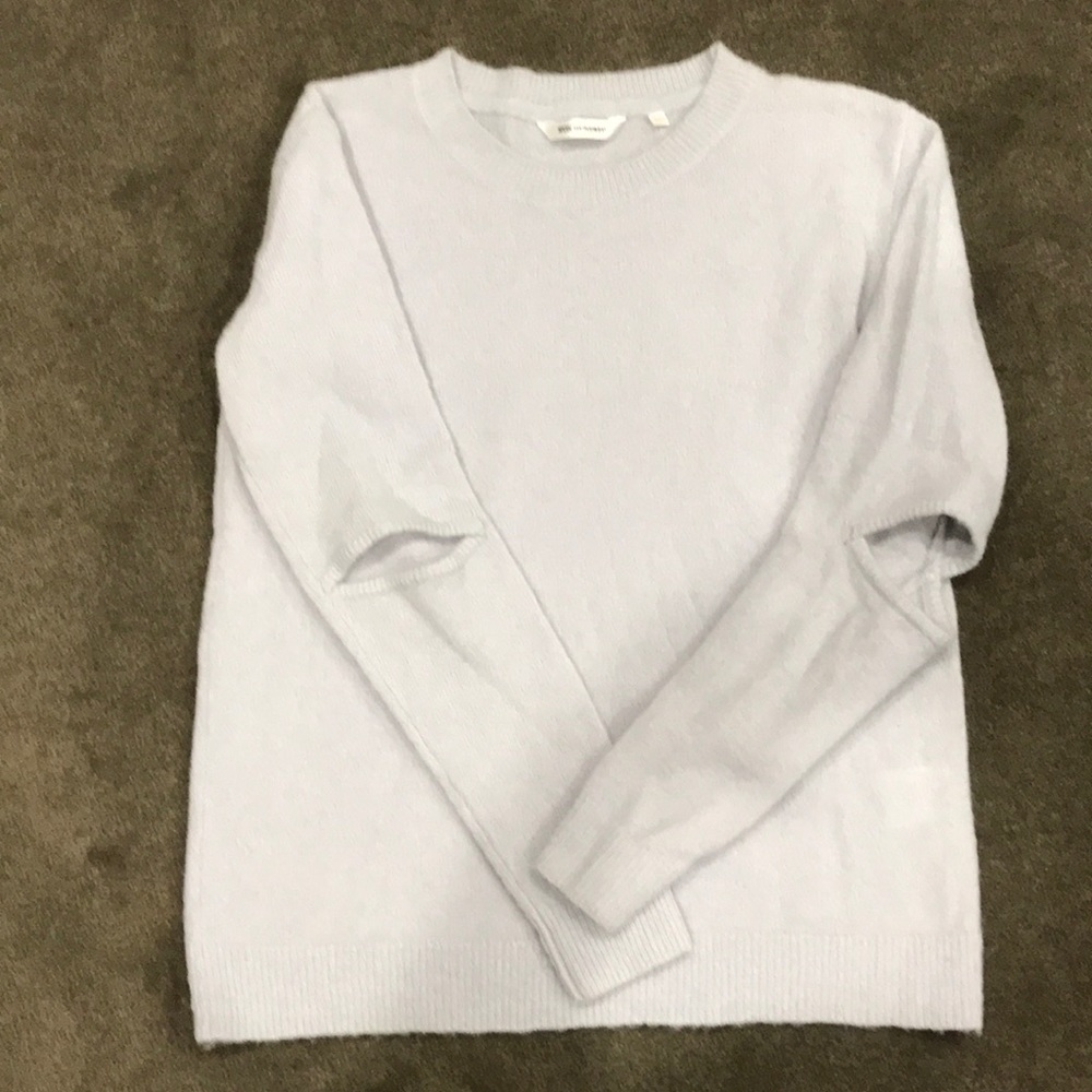Won Hundred sky blue sweater w elbow breaks