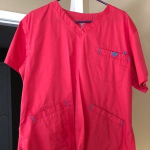Coral/Teal Med Couture Scrub Top