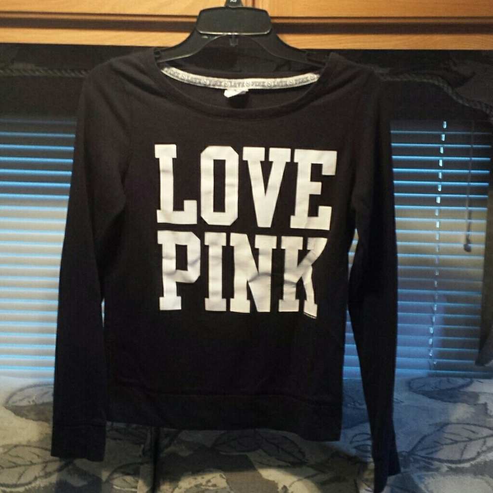 Pink Victoria's Secret Black Sweatshirt